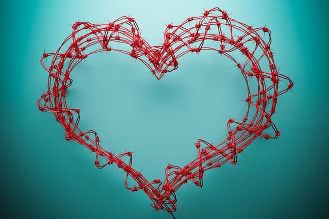 Barbed wire in shape of heart